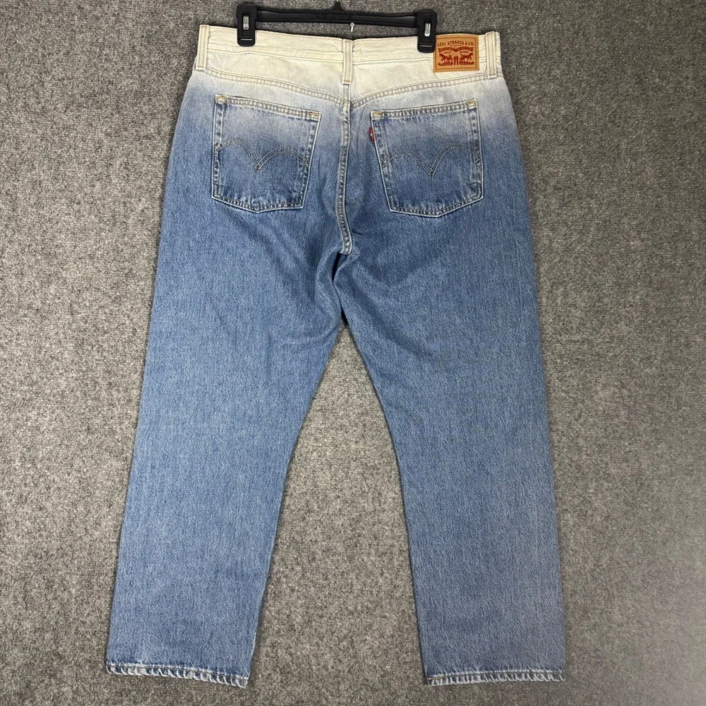 Levi's Wedgie Straight Jeans Men's 38x28 Blue Ombre Dip Dye Cotton Denim